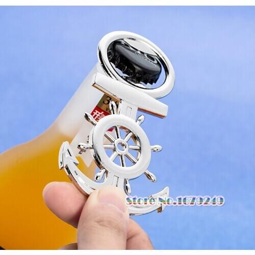 New Unique Silver Aeneous Anchor Shaped Beer Bottle Opener Creative Gift for Wedding Birthday Wine Opener Cooking Tools