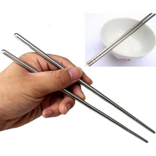 1 Pair Stainless Steel Chopsticks Laser Engraving Patterns Food Sticks Portable Reusable Chopstick Sushi Hashi
