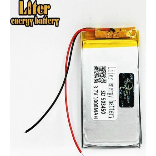 Polymer Lithium Rechargeable battery 1000 mAh Li-ion Lipo battery 3.7V 503450 053450 for smart phone DVD mp3 mp4 Led Lamp camera