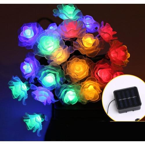 Solar Power 20/30/40leds Rose Flower Holiday String Lights Valentine Wedding Decoration Christmas Flower Lights Garland