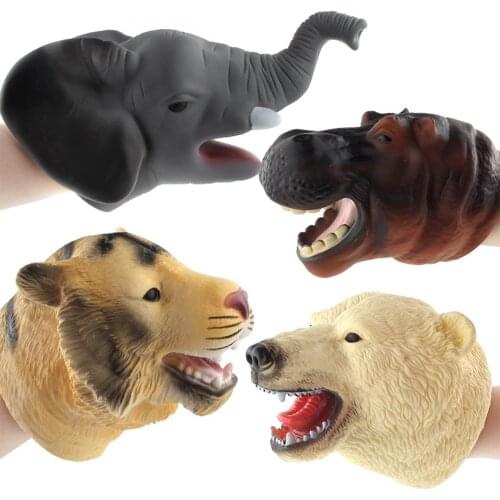 Hand Puppet Animal Head Gloves Figure Simulation Animals Kids Toy Model Scaring Gag Halloween Decoration Dinosaure Lion Leopard