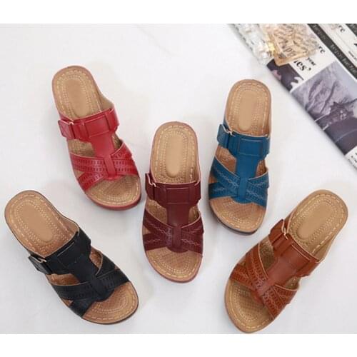 Womens Slipper Open Toe Comfy Sandal Soft Premium Orthopedic Low Heels Walking Sandals Toe Corrector Cushion