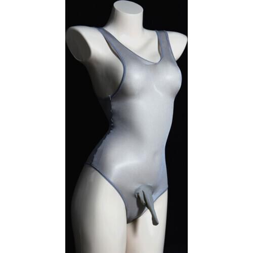 Sexy Men Oil Gloosy U Convex Pouch Bodysuit COCKring Open Sheath Sleeve Sexy Tight Bandage Bodyhouse Gay Wear Puls Size F16
