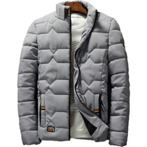 Winter Mens Casual Warm Parkas Thick Comfy Zipper Jacket Solid Windproof Stand Collar Oversized Man Slim Clothing 4XL