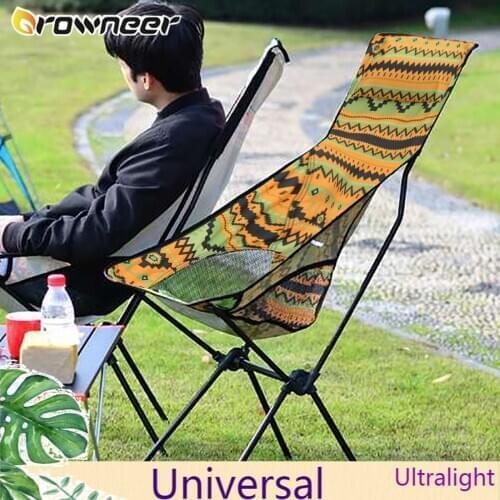 Ethnic Style High Back Camping Chair Folding Ultralight Portable Travel Recliner Waterproof Ergonomical Comfortable Garden Tool