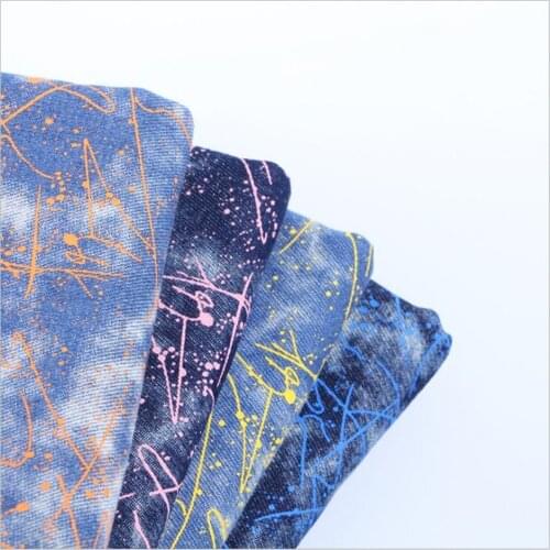 Terylene cotton denim fabric with fine thread stripe pattern for work clothes shoes bags DIY sewing material by the meter