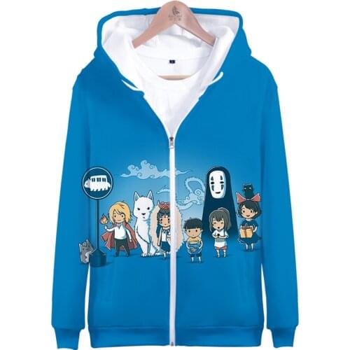 New Spirited Away Hoodies Sweatshirts Men Women Hooded A Voyage of Chihiro Zipper Hoodie boy girl Hoody Zip Up sportwear Clothes