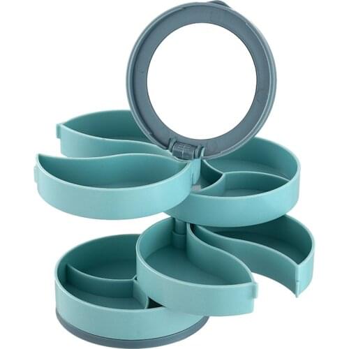 Rotating Cosmetic Storage Box Makeup Organizer Cosmetics Storage Rack Fashion Crystal Helf Display Stand With Mirror