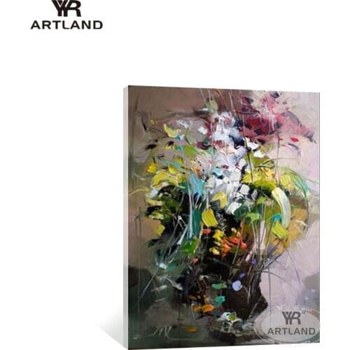YYR-ARTLAND Abstract flowers for home wall decoration Hand painted canvas oil painting hanging picture for living room bedroom