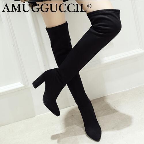 2021 New Arrival Plus Big Size 32-46 Black Gray Apricot Over The Knee Sexy Thigh High Heel Autumn Winter Girl Women Boots X1645