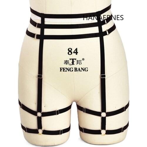 Women Fetish Leg Garter Belt Waist Suspender Caged Punk Gothic Plus Size Elastic Dance Cosplay Rave Clothing Body Harness