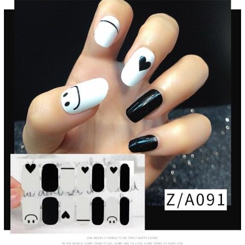 14 Stickers 3D Bronzing Imitation Diamond Waterproof DIY Love Wave Dot Line Valentines Day Full Coverage Nail Tips Decoration