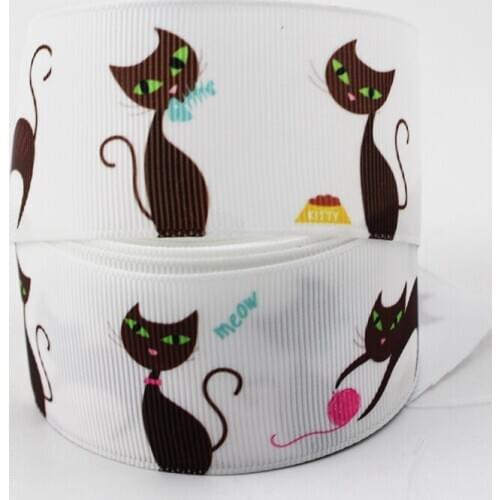 16mm/22mm/25mm/38mm/75mm cat print grosgrain ribbon 10/25/50yards DIY gift wrap sewing wedding decor ribbon