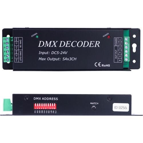 5A/3CH DC5V-24V DMX512 Decoder DMX-PWM signal output decoder with remote control for led trip lights