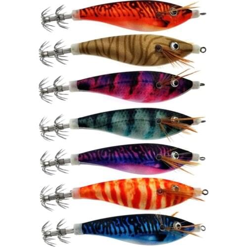 7Pcs Octopus Fishing Lure Luminous Squid Jig Cuttlefish Squid Hook Shrimp Lure Artificial Hard Bait