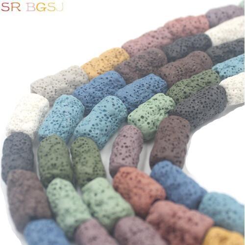 Free Shipping SR 10x20mm 12x14mm Colorful Natural Column Tube Lava Bead MultiColor Lava Rock Disc Beads