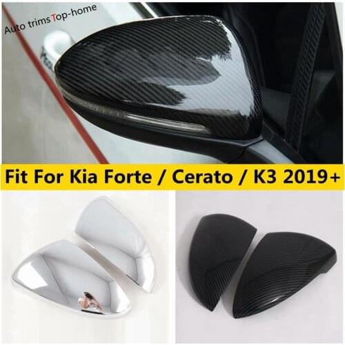 Side Rearview Mirror Protective Caps Cover Kit Trim For Kia Cerato Forte K3 2019 2020 2021 ABS Chrome / Carbon Fiber Accessories