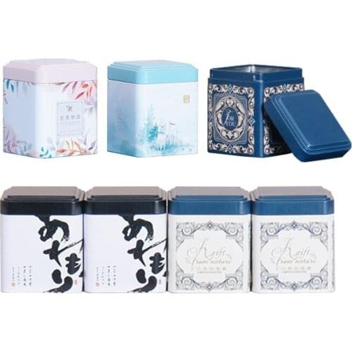 Tea Sealed Box Kitchen Storage Container Jar Tin Square Can Candy Iron Canister Vintage Tea Box