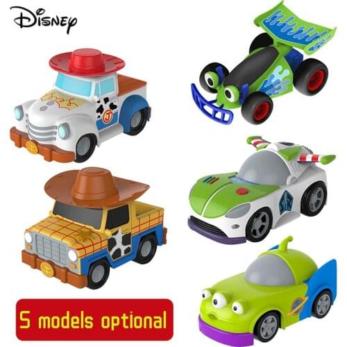 Disney Toy Story Woody Buzz Lightyear Jessie Rex Alien Cartoon Model Inertial Pull-back Free Wheel Car Toy Collection Gift Kids