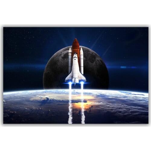 HT098 Spectacular Universe Earth And Moon Space Station Astronaut Silk Fabric Poster Art Decor Indoor Painting Gift