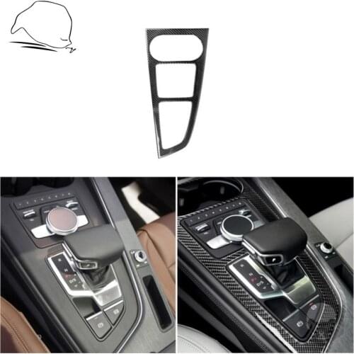 Carbon Fiber 1PCS Car Control Gear Shift Box Panel Water Cup Holder Frame Cover Trim Styling Accessorie For Audi A4 A5 2017-2019