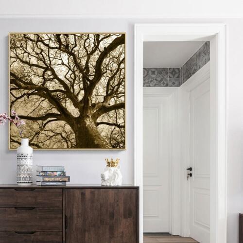 Modern Nuture Landscape Giant tree Posters and Prints Wall Art Canvas Painting Old tree Picture for living Room Home Decoration