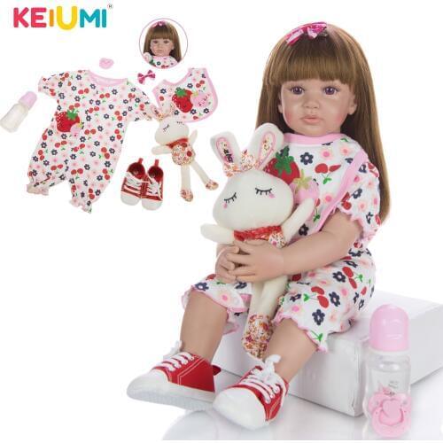 KEIUMI 24" Newest Newborn Silicone Babies Doll 60 cm Fashion Princess Reborn Bonecas Bebe Kids Childrens Day Luxury Sets Gifts