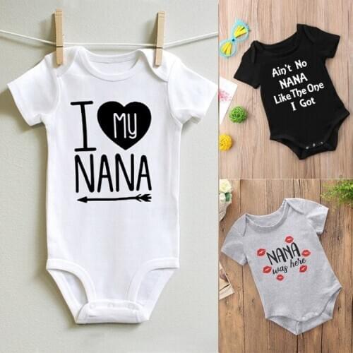 Newborn Infant Baby Boy Girl NANA Romper Jumpsuit Casual Bodysuit Short Sleeve Clothes Outfits Top 0-24M Drop Ship