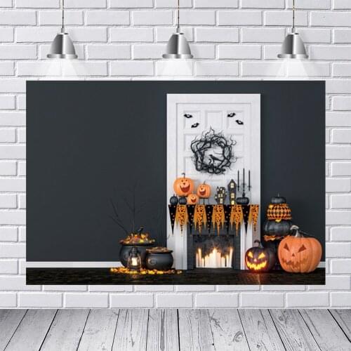 Laeacco Halloween Background For Photograph pumpkin Lantern Castle Candle Crow Photocall Photo Backdrop For Photo Studio