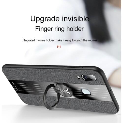 For Samsung Galaxy A20 Soft Silicone Finger Ring Holder Fabric Cloth Back Cover For Galaxy A30 A50 Case