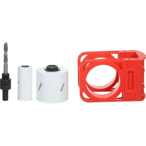 Lock Installation Kit with Guide Template for Wood Doors Hole Saw Adjustable Plastic Guide Template with Snap-lock Arms Fits