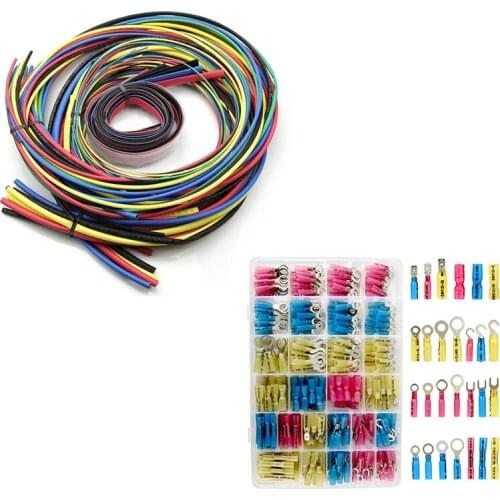 55M/Kit Heat Shrink Tubing 11 sizes Colourful Cable 6 Colors with 270 PCS Heat Shrink Wire Connector Terminals Set
