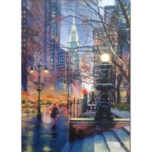 Wall Art Canvas Paintings Empire State Building New York Modern Landscapes Picture Hand Painted Oil Artwork Living Room Kitchen