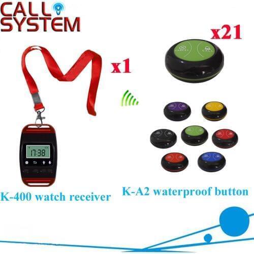 Table Bell Calling System Promotions Wireless Calling With New Arrival Restaurant Pager CE Approval(1 watch+21 call button)