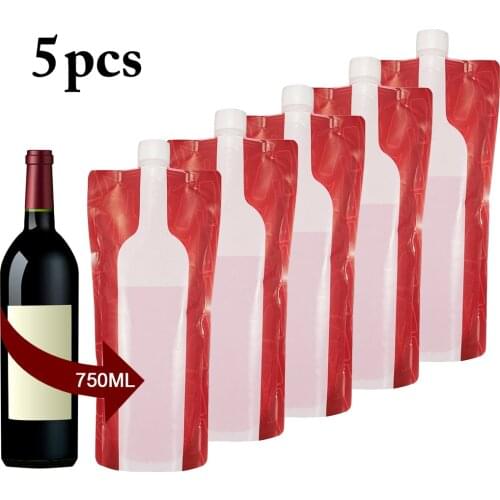 25.4oz Wine Bag Unbreakable Flask Travel Gear Wine Bottle Pouch Hip Flask Liquid Proof Bag Plastic Foldable Reusable Wine Bottle