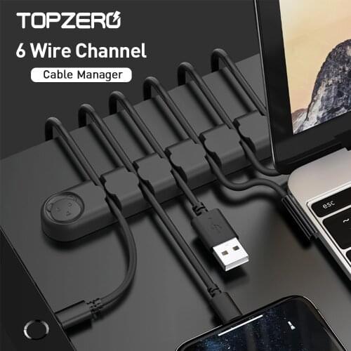 USB Cable Organizer Silicone USB Cable Holder 6 Clips Winder Desktop Tidy Cable Management For Wire Keyboard Mouse Headphone