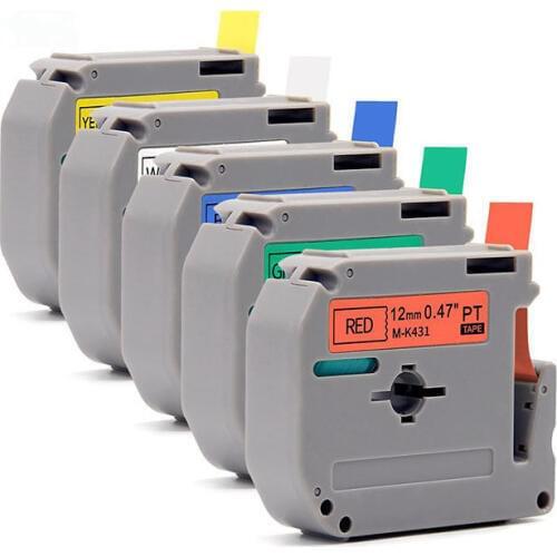 Mixed models choosable 10PCS compatible P-Touch Tape Label M-K231 M-K631 12mm black on white/ black on yellow