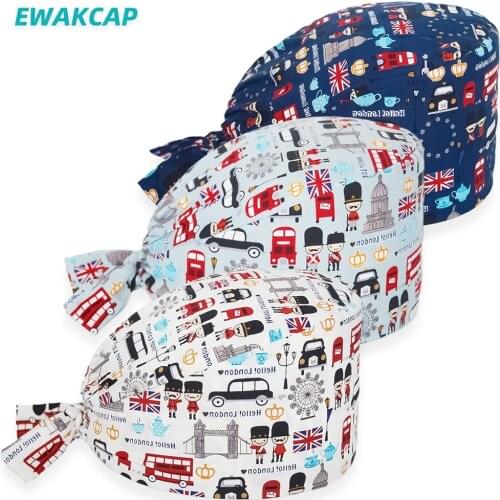 Soft Scrub Cap Pure Cotton Surgeon Dentist Working Hat Daily Cleaning Dustproof Tie back Hats Scrubs Caps for Nurses Dotors