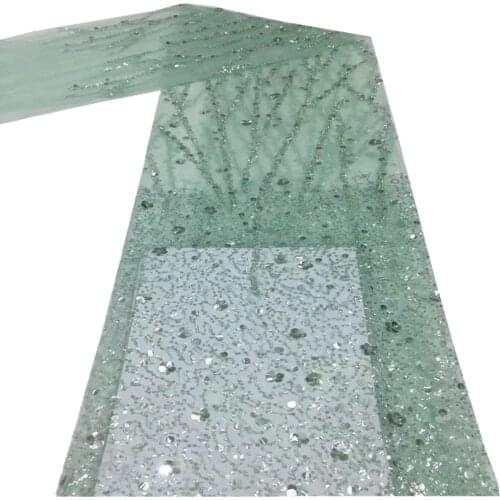 SJ Lace African Lace Fabric 2021 High Quality Lace Mesh Sequins Lace French Tulle Lace Fabric For Wedding Dress Sewing xc3-81