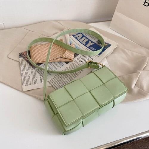 Leather Woven Small Crossbody Bag For Women Luxury Brand Bag Fashion Weave Cassette Messenger Bag 2021 Trend Shoulder Bag Female