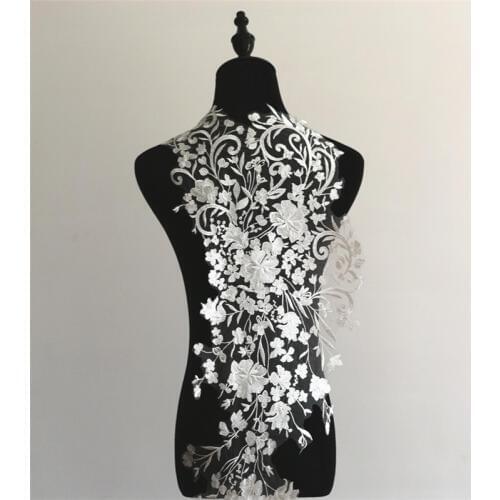 1pc 120X31CM Ivory Wedding Dress Back Piece Flower Lace Applique Lace Trim Wedding Dress DIY Lace Accessorie BD0524