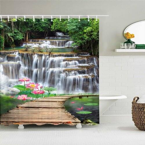 Tropical Forest Natural landscape 3D Fabric Shower Curtains Scenery Waterproof Bathroom Curtain Polyester Bath Screen Home Decor
