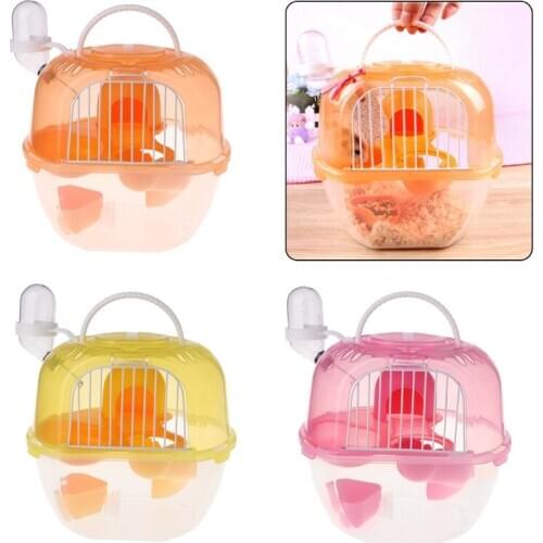 Hamster Cage Outdoor Portable Travel Double Layer Living House Carrying Plastic
