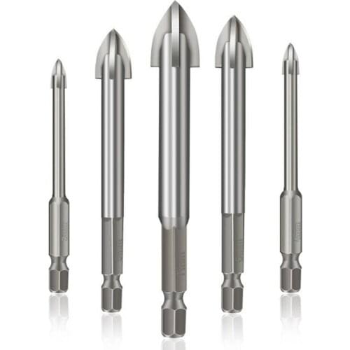Universal 5Pcs 3/4/5/6/7mm Silver Triangle Drill Bits Power Drilling Tool Set Drilling Tool Glass Ceramic Concrete Hole Opener