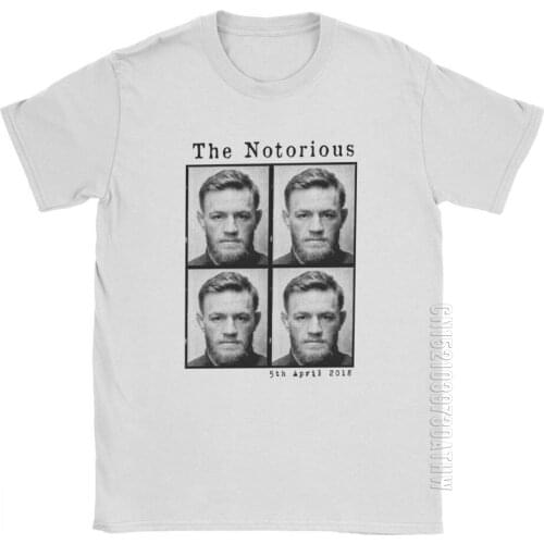 The Notorious Conor McGregor Mugshot Funny T-Shirts Mens High Street Tops Print Tees Pure Cotton Crew Neck T-Shirt
