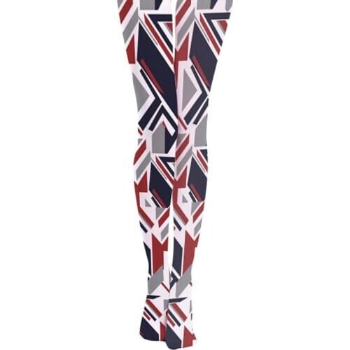 Spring Geometric Pattern Blue Coffee Color Printing Pantyhose