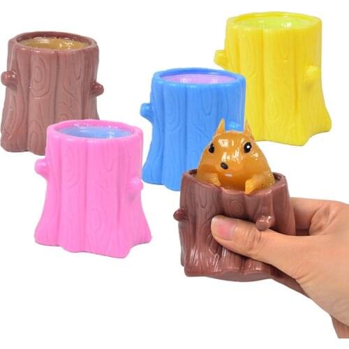 Funny Push It Fidget Toy Flying Mouse Cup Squishy Hand Antistress Reliever Evil Squirrel Mini Mouse Toys Gift for Kids Adults