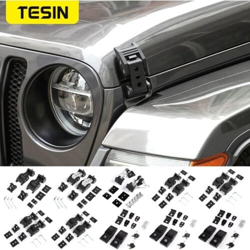 TESIN Car Lock Hood Latch Catch for Jeep Wrangler JL 2018+Car Engine Lock Cover Accessories for Jeep Wrangler Gladiator JT 2018