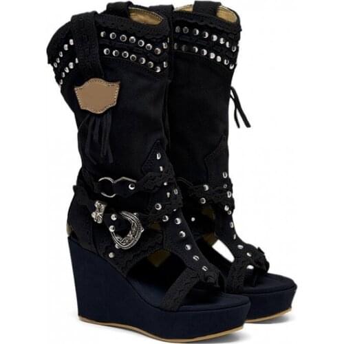 Retro Women Ankle Boots Vintage PU Leather Booties Shoes Woman Cut Out Sandals Female High Heels Mujer Sapato Feminino