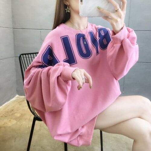 2021 spring and autumn long-sleeved letter printed sweatshirt women Korean version loose and thin design top hoodie women